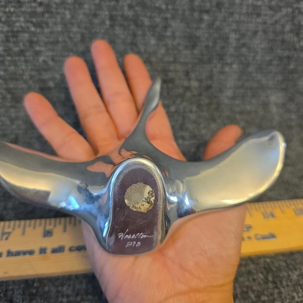 Hoselton Canada Aluminum Goose Bird Figurine Signed 210 Modernist Decor